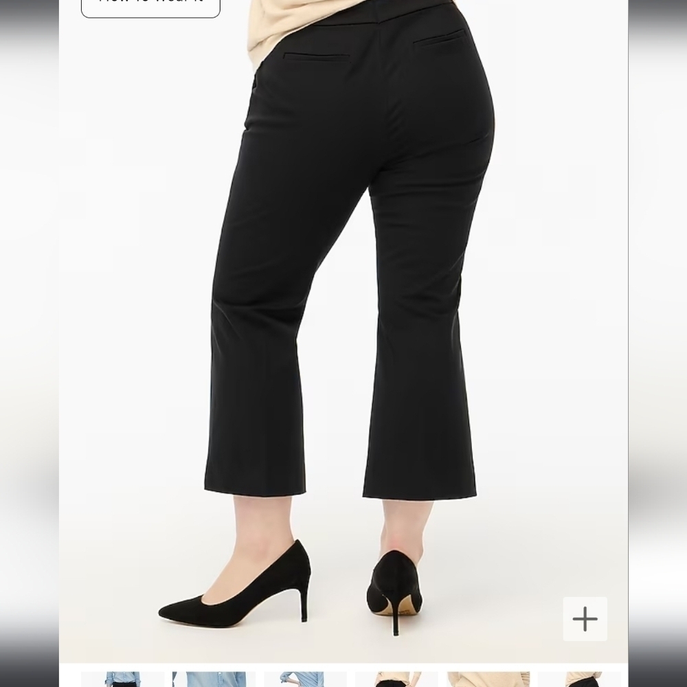 J Crew Kelsey Cropped Flare Pants Black Womens Size 8 Business Office Or Weekend